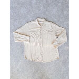 Button Up Shirt Mens‎ 2XL Ivory Long Sleeve Cotton Sonoma Pockets